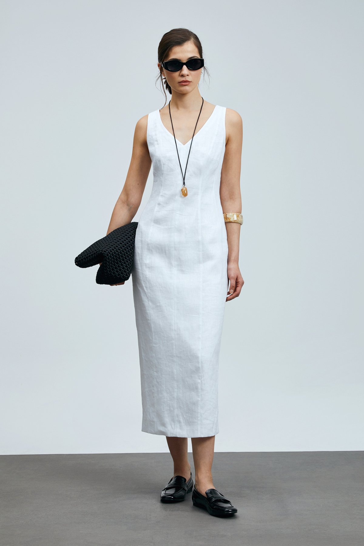 Honey Kadın Kolsuz Keten Elbise Beyaz - Lufian (1)