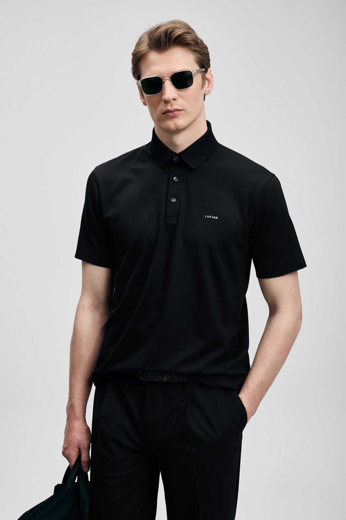 Smart Mens Polo T - Shirt Black - Lufian