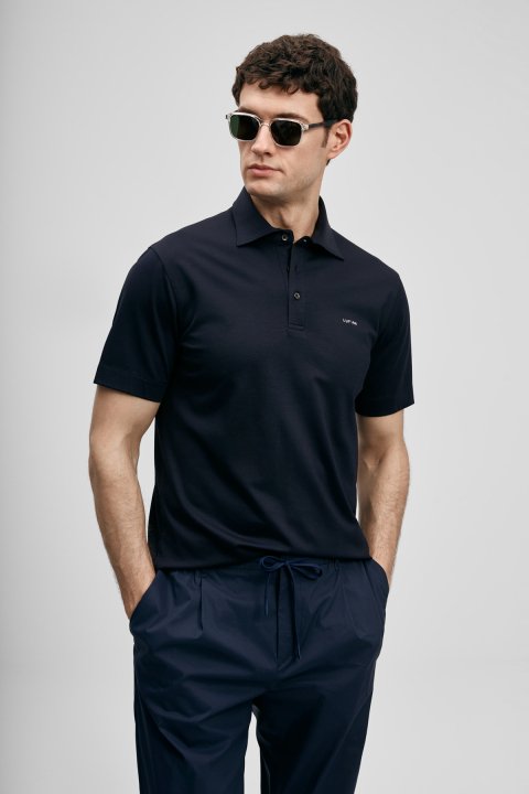 Hudson Smart Men's Polo T-Shirt Navy Blue - Lufian