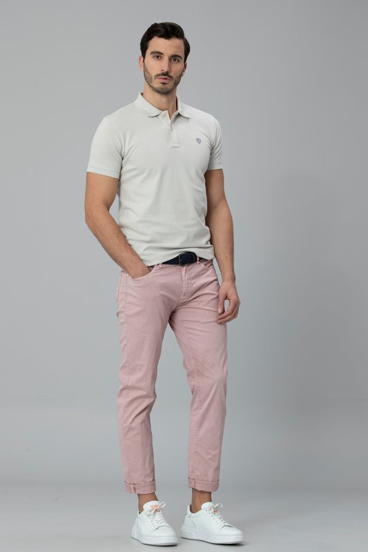 İmper Spor 5 Cep Erkek Pantolon Slim Fit Gül Kurusu