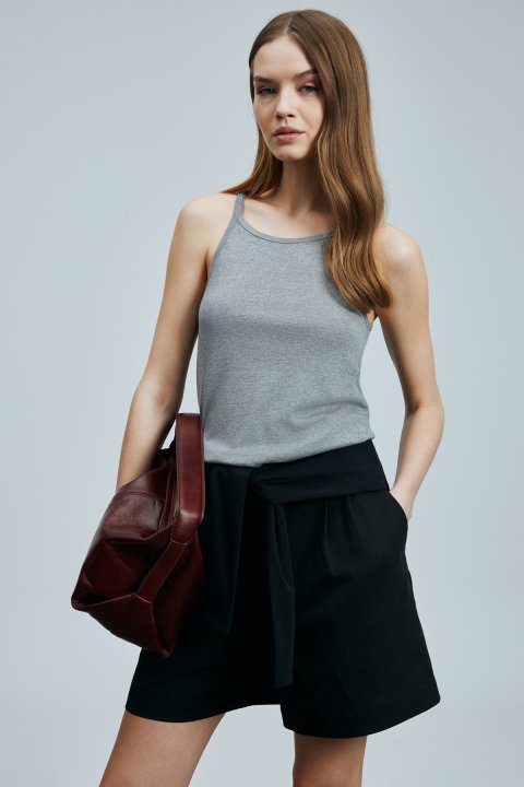 Isla Kadın Kolsuz T- Shırt Gri - Lufian