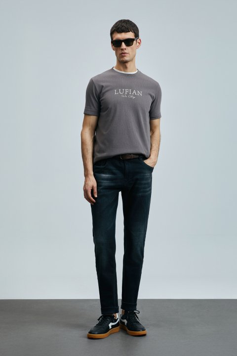 Ivan Smart Jean Men's Pants Regular Fit Anthracite - Lufian