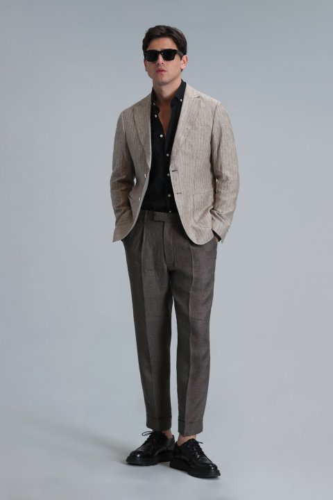 Jak Sports Mens Blazer Jacket Slım Fıt Beıge - Lufian (1)