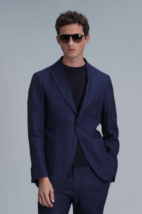 Jak Sports Mens Blazer Jacket Slım Fıt Navy - Lufian
