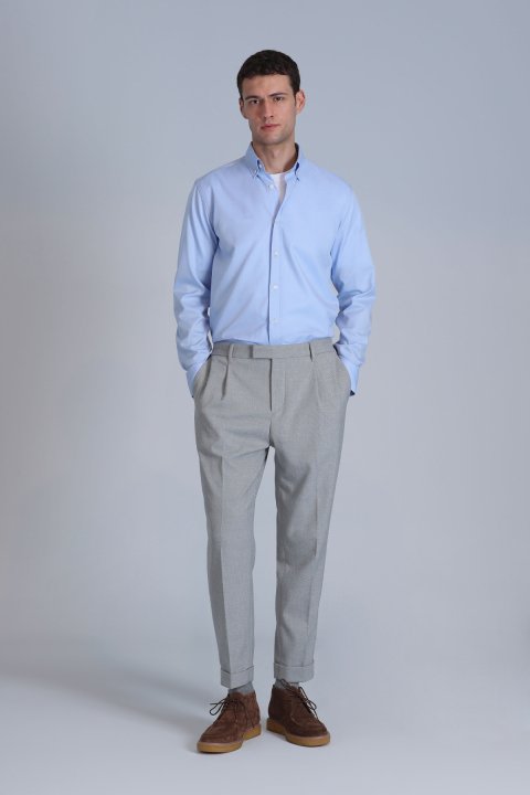 Jakob Erkek Basic Gömlek Slim Fit Mavi - Lufian (1)