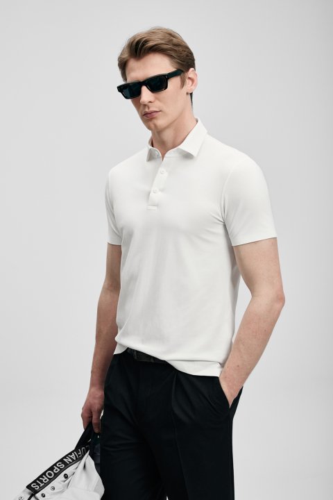 Jaxon Hi- Tech Performance Dikişsiz Polo Tişört Beyaz - Lufian