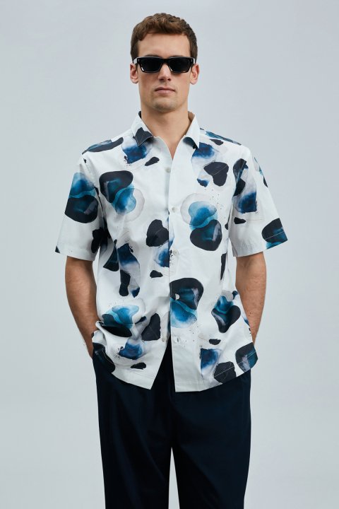 Jereno Men's Basic Shirt Regular Fit Ecru - Lufian