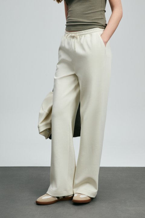 Jessy Knitted Women's Sweatpants Cream - Lufian (1)