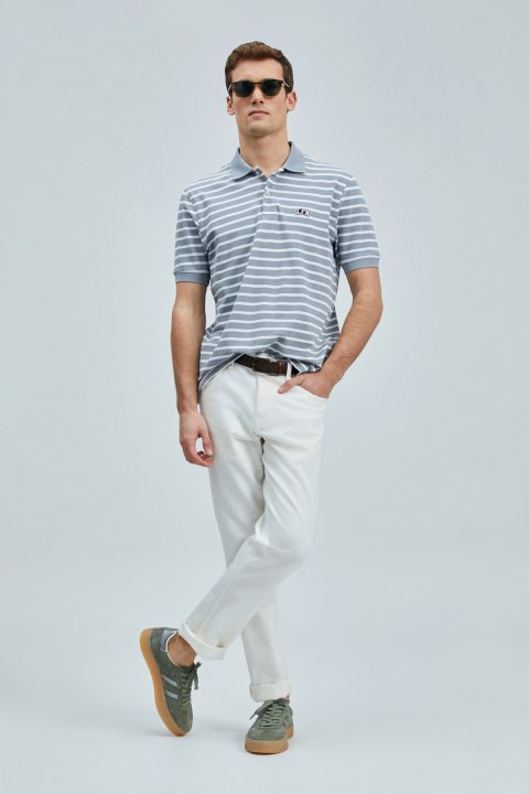 Jon Smart Erkek Polo Tişört Gri - Lufian (1)