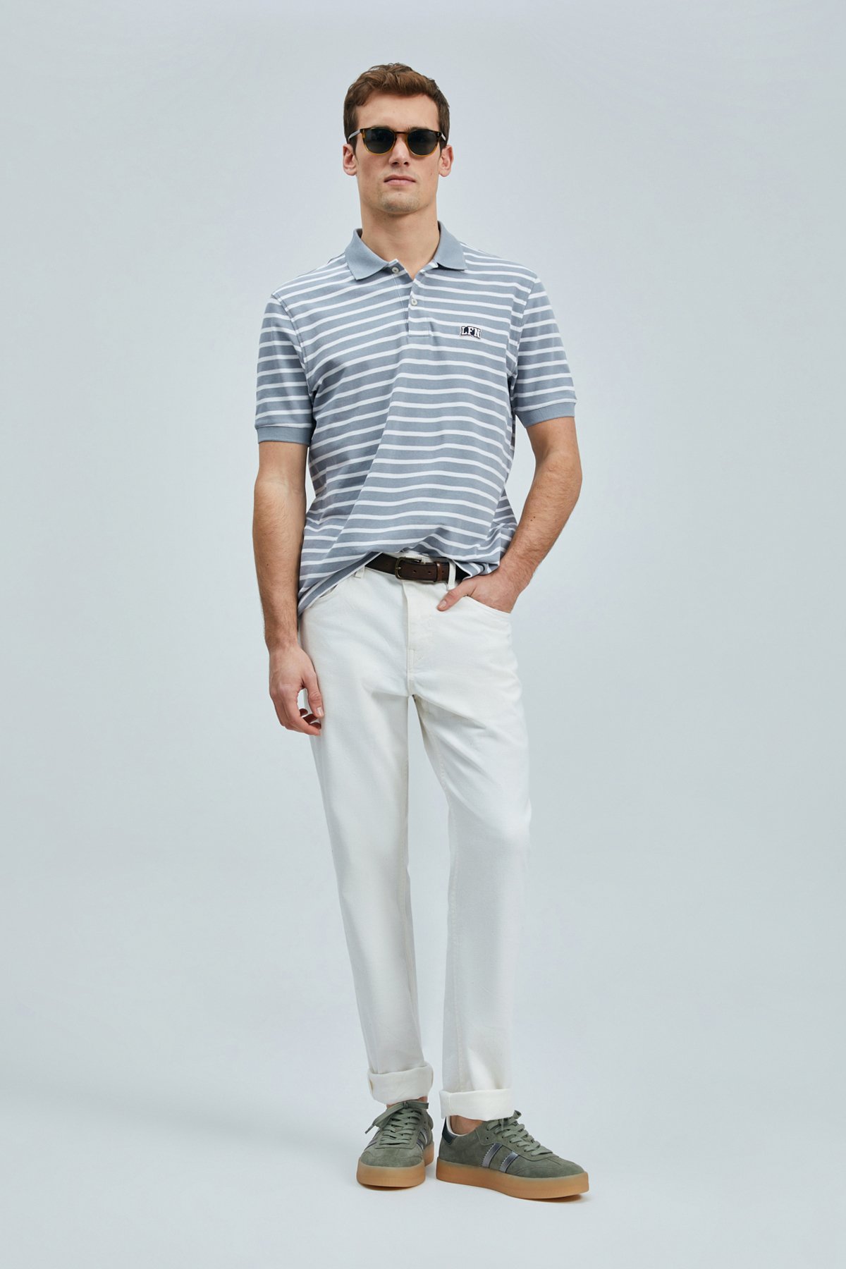 Jon Smart Erkek Polo Tişört Gri - Lufian