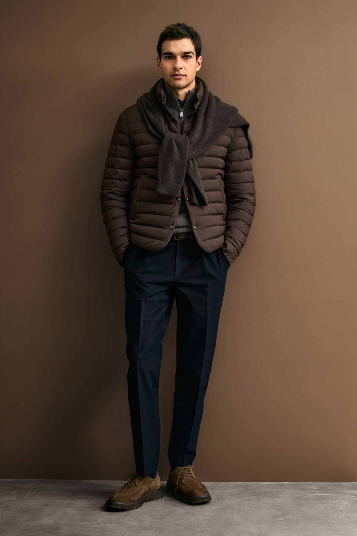 Goose Feather Male Coat Brown - LUFIAN