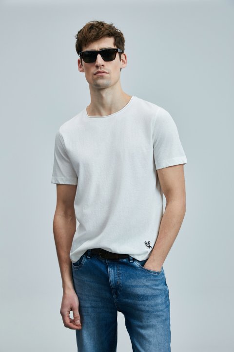 Junya Erkek Basic Tişört Kırık Beyaz - Lufian