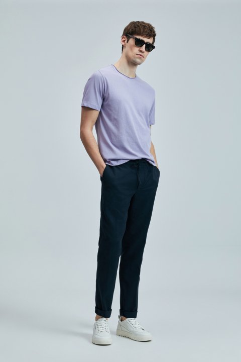 Junya Erkek Basic Tişört Lila - LUFIAN
