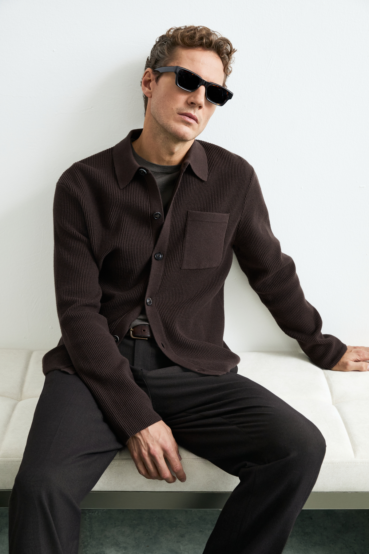 Male Cardigan Brown - LUFIAN