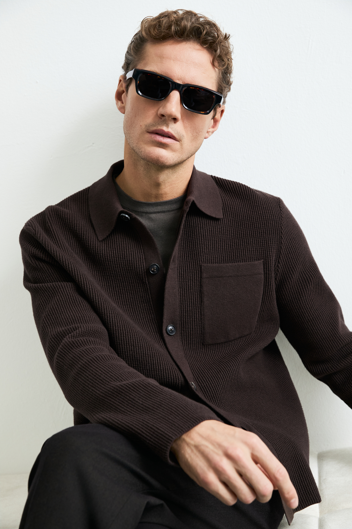 Male Cardigan Brown - LUFIAN