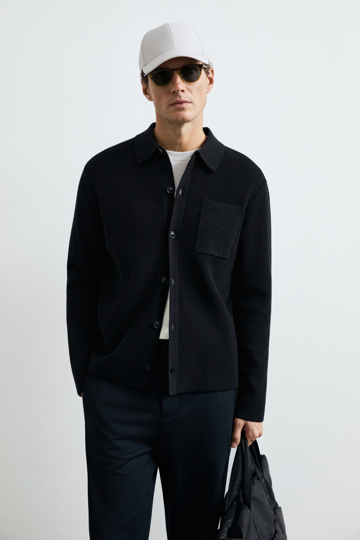Male Cardigan Black - LUFIAN