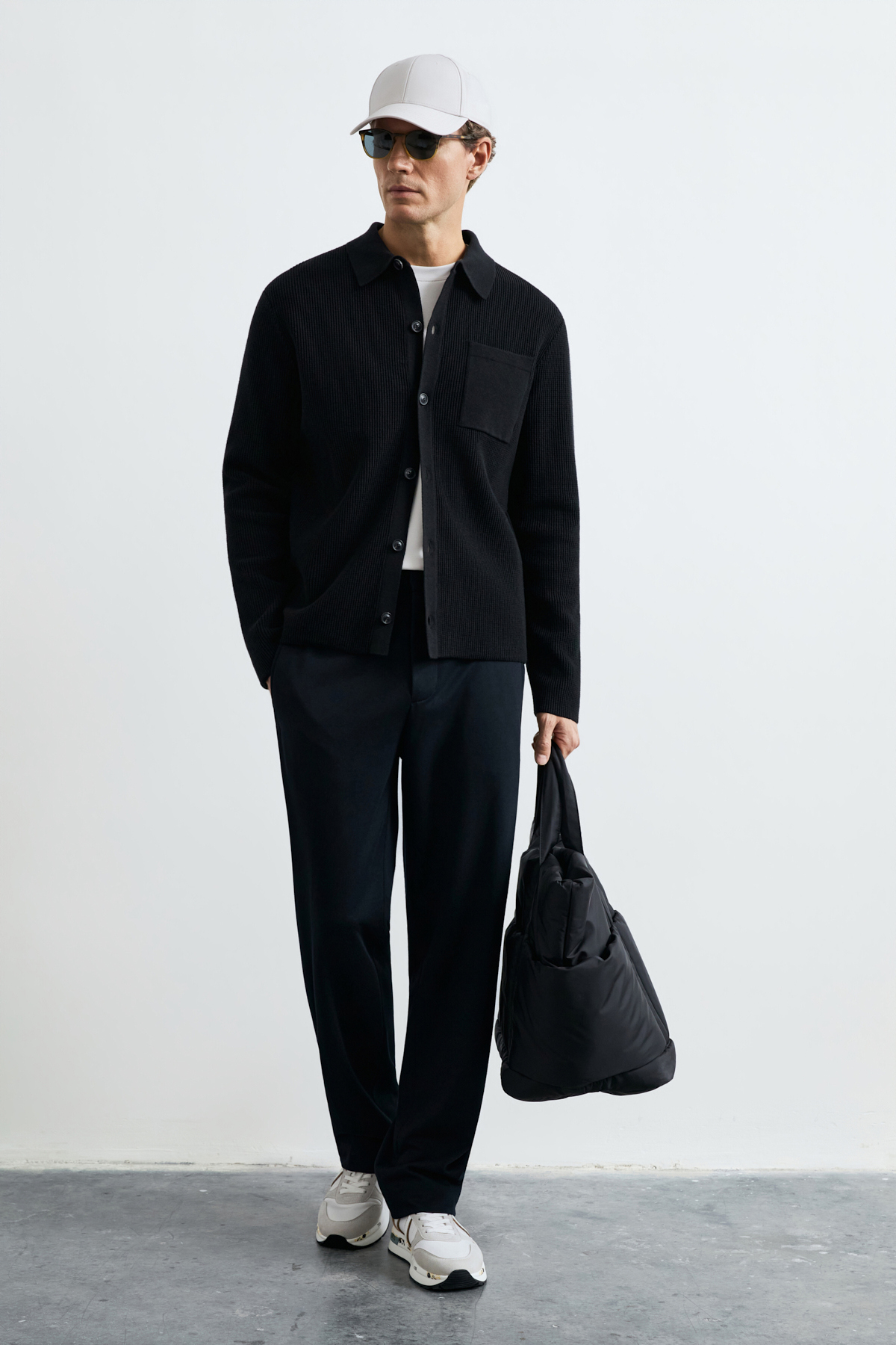 Male Cardigan Black - LUFIAN