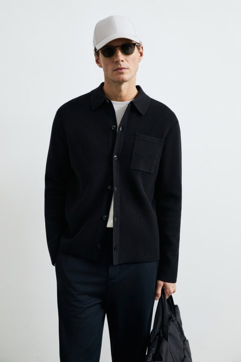 Male Cardigan Black - LUFIAN
