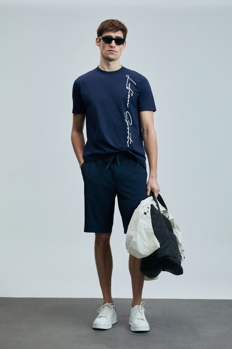 Justın Modern Grafik T- Shirt Açık Lacivert - Lufian (1)