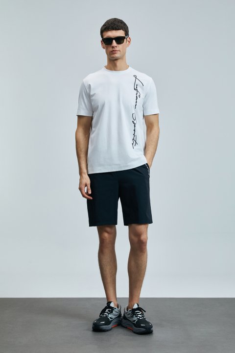Justın Modern Grafik T- Shirt Beyaz - Lufian