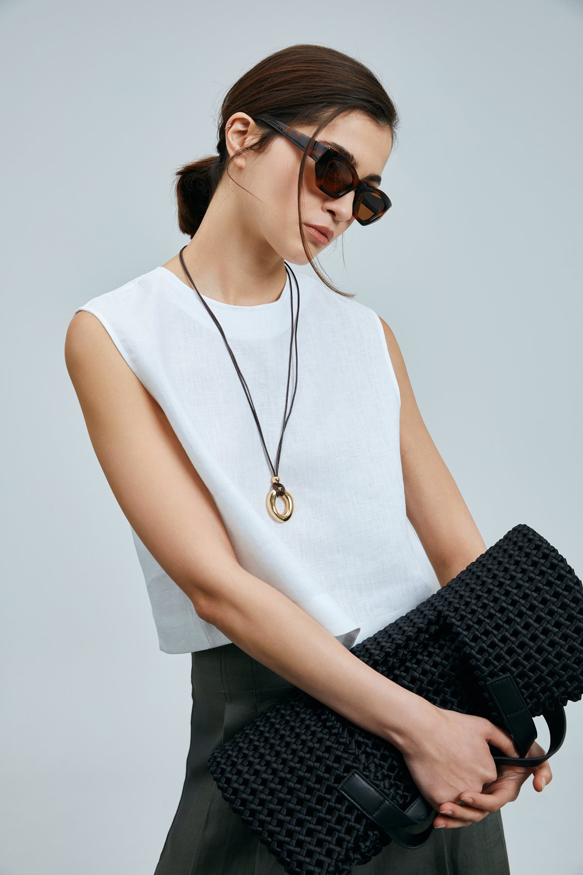 Karen Kadın Keten Bluz Beyaz - Lufian