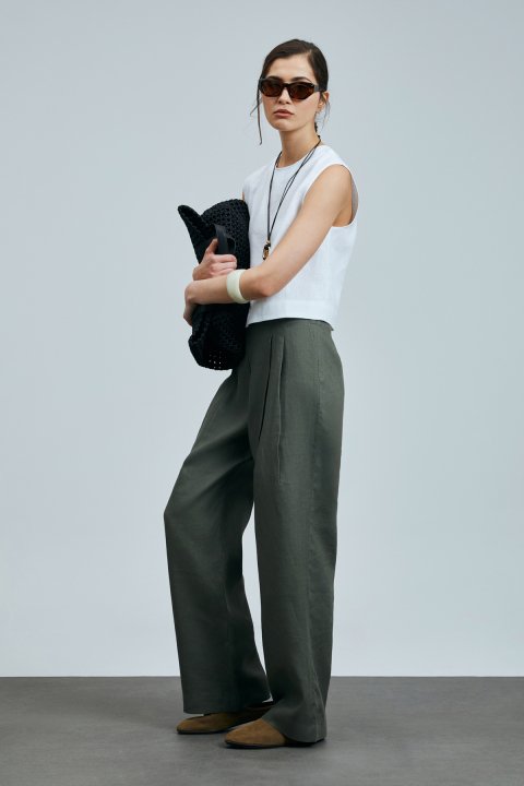 Karen Kadın Keten Bluz Beyaz - Lufian (1)