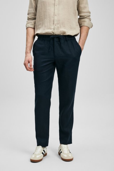 Karl Smart Men's Chino Pants Slim Fit Navy Blue - Lufian (1)
