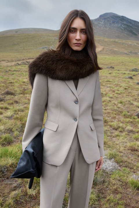 Women's Jacket Regular Fıt Beıge - LUFIAN