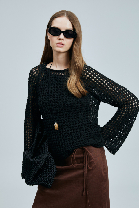 Kırke Kadın Pamuklu Kazak Siyah - Lufian