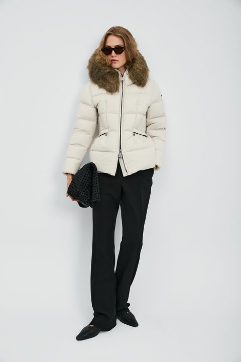 Klemantın Kaz Tüyü Kadın Mont Ekru - Lufian