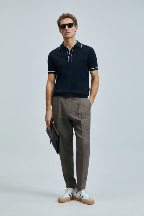 Dante Men's Cotton Sweater Dark Navy Blue - Lufian