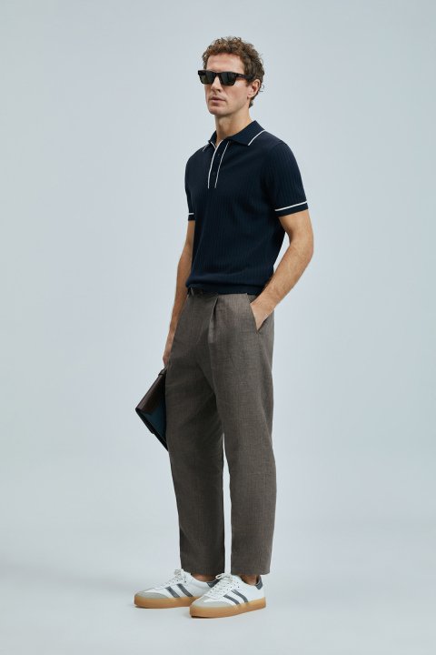 Dante Men's Cotton Sweater Dark Navy Blue - Lufian (1)