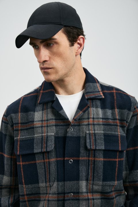 Laon Men's Basic Shirt Regular Fit Navy Blue - LUFIAN