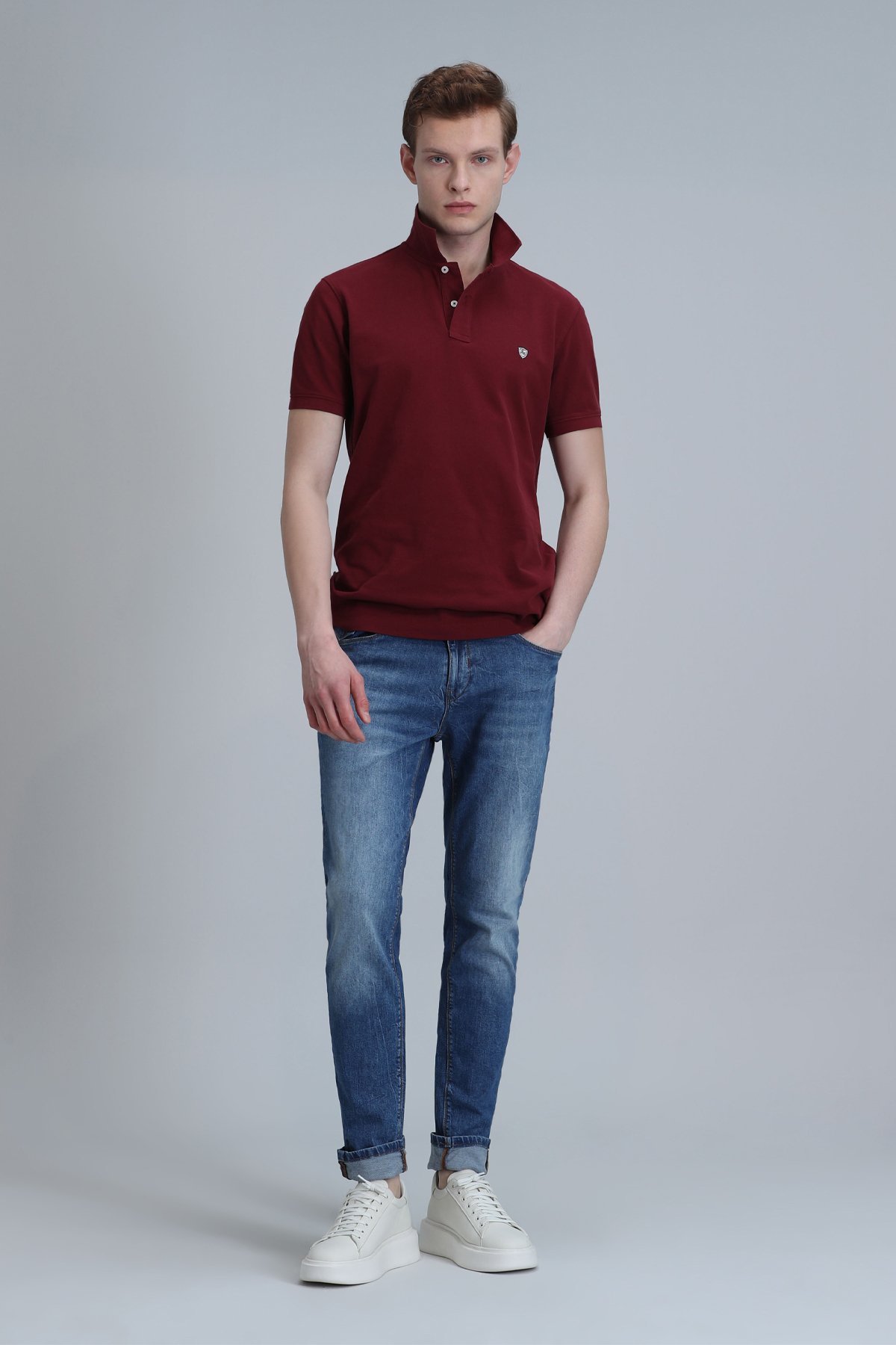 Laon Smart Erkek Polo Tişört Slim Fit Bordo - Lufian (1)