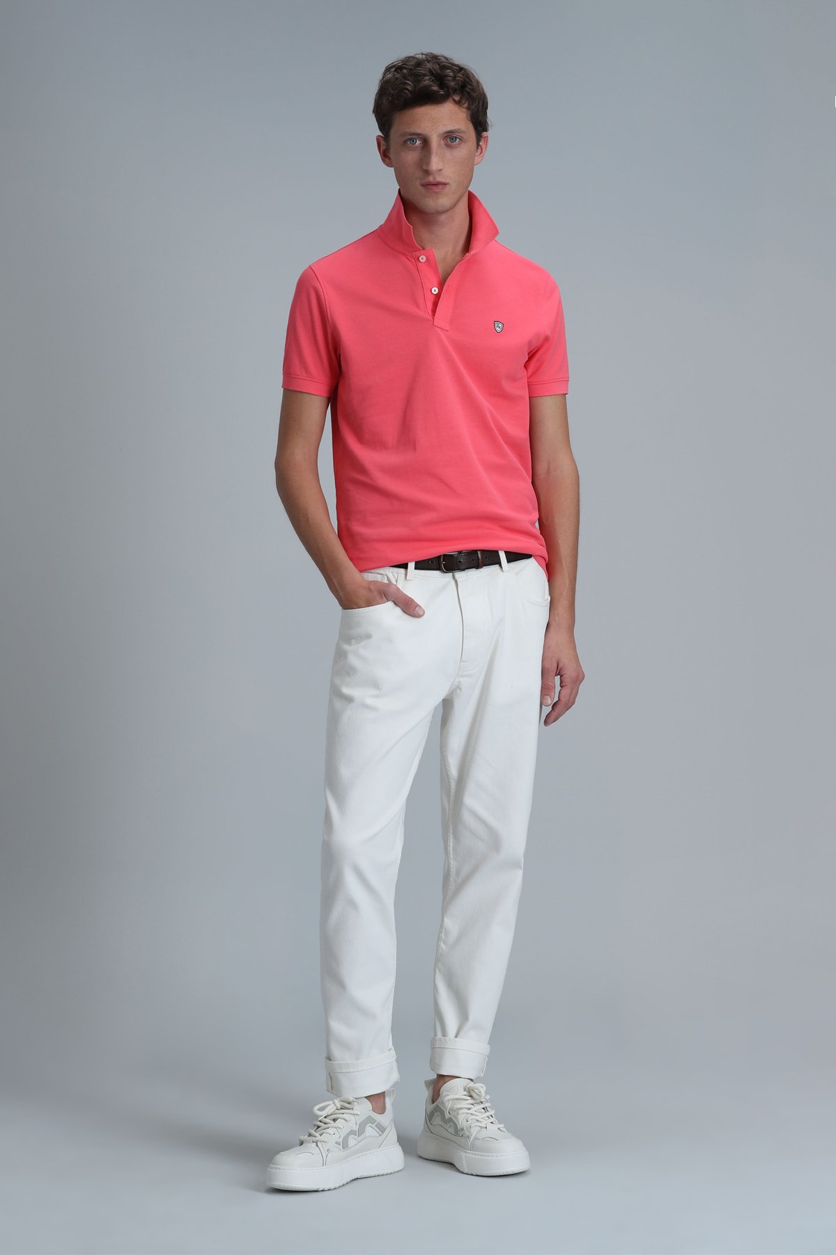 Laon Smart Erkek Polo Tişört Slim Fit Şeker Pembe - Lufian (1)