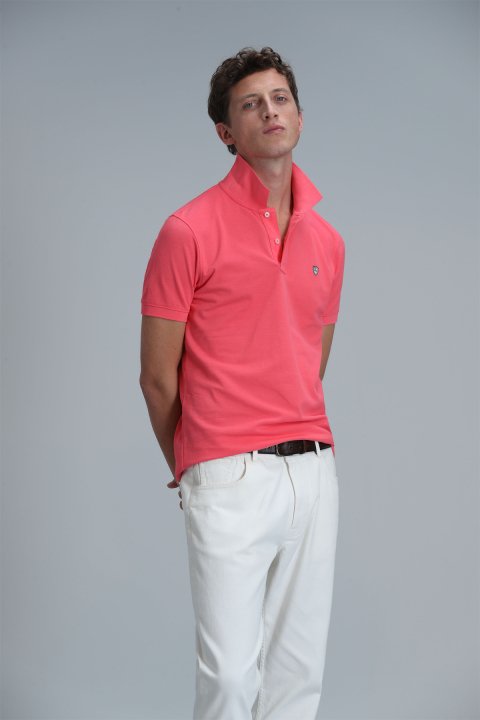 Laon Smart Mens Polo T - Shirt Slım Fıt Sugar Pınk - Lufian