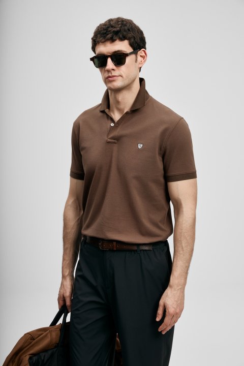 Laon Smart Men's Polo T-Shirt Dark Brown - Lufian