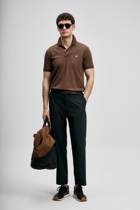 Laon Smart Men's Polo T-Shirt Dark Brown - Lufian (1)