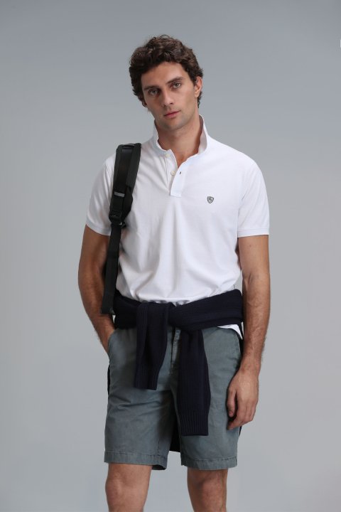 Laon Smart Mens Polo T - Shirt Slım Fıt Whıte - Lufian