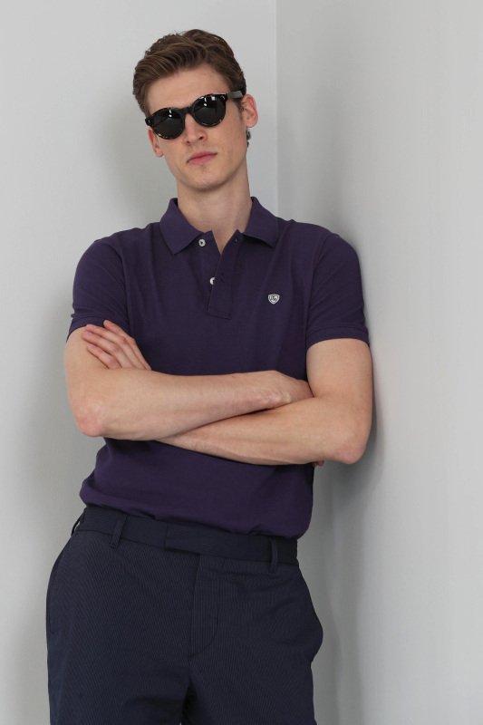 Laon Spor Polo Erkek Tişört Mor