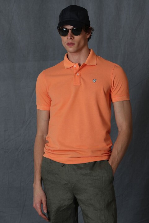 Laon Smart Mens Polo T - Shirt Orange - Lufian