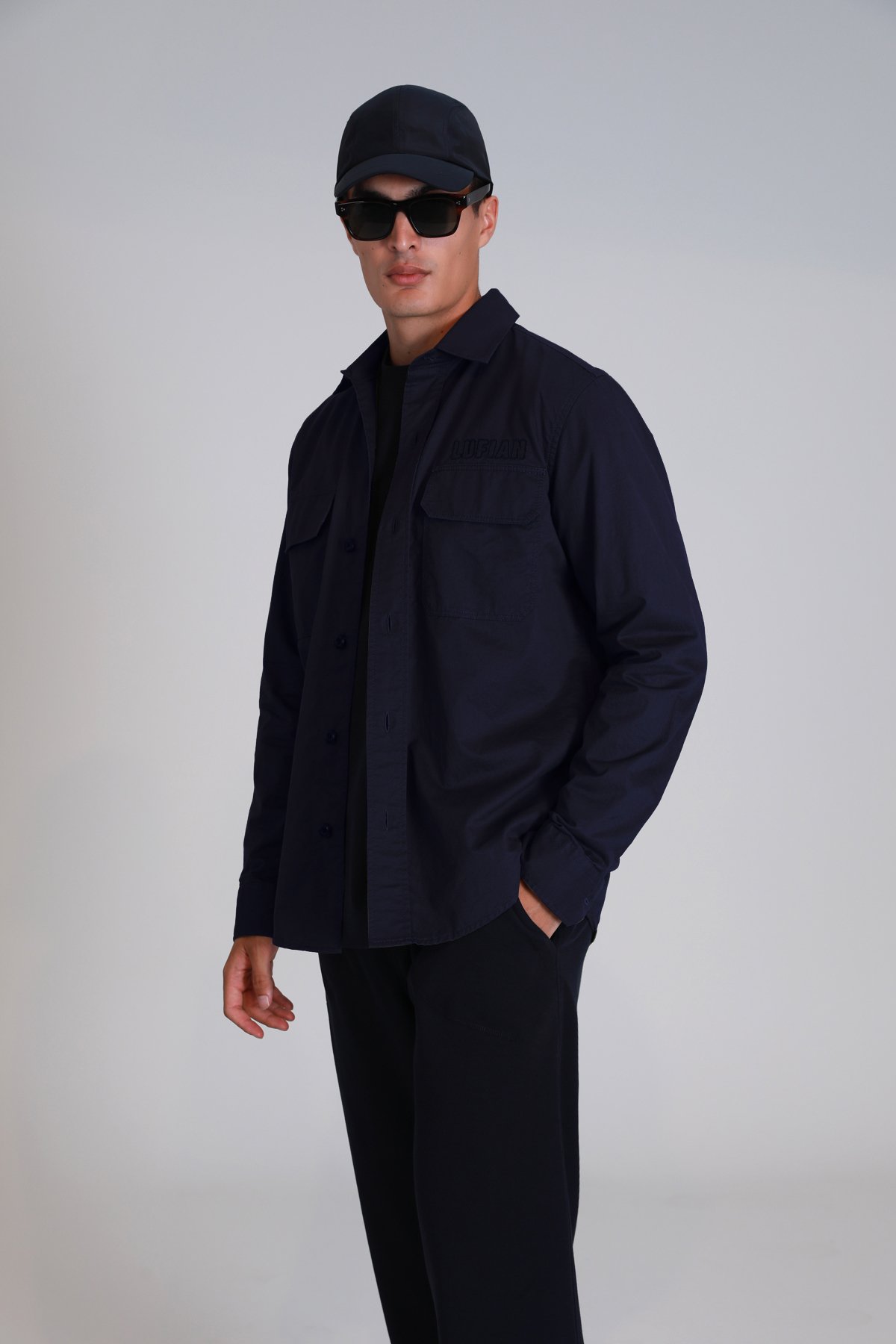 Lara Erkek Basic Gömlek Slim Fit Lacivert - Lufian