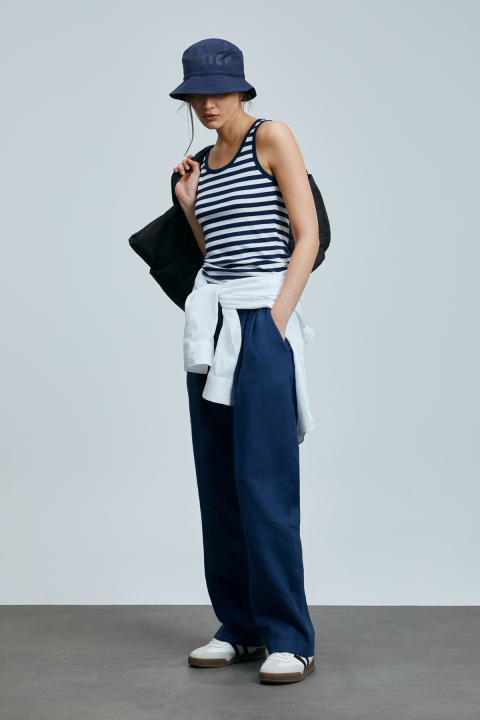 Lelan Kadın Pamuklu T- Shırt Lacivert - Lufian (1)