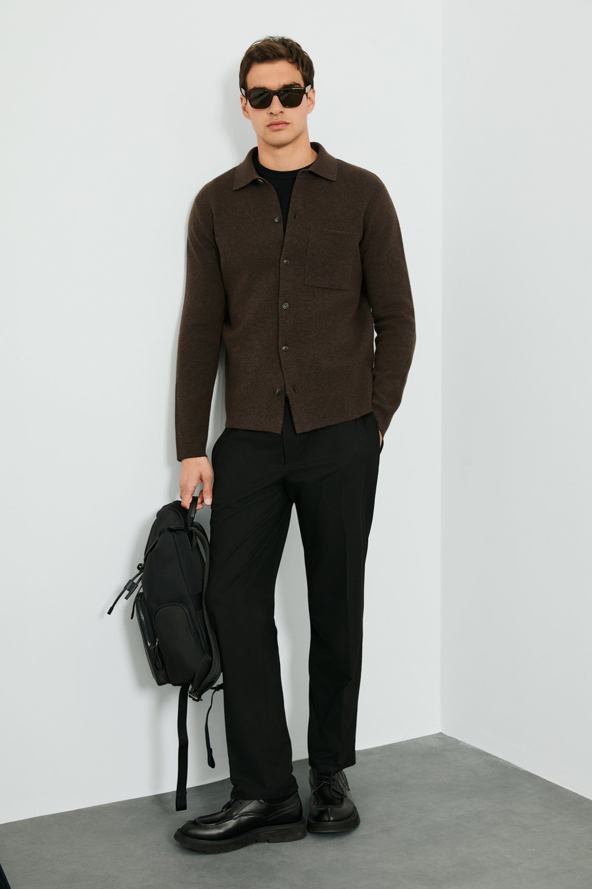 Male Cardigan Brown - LUFIAN