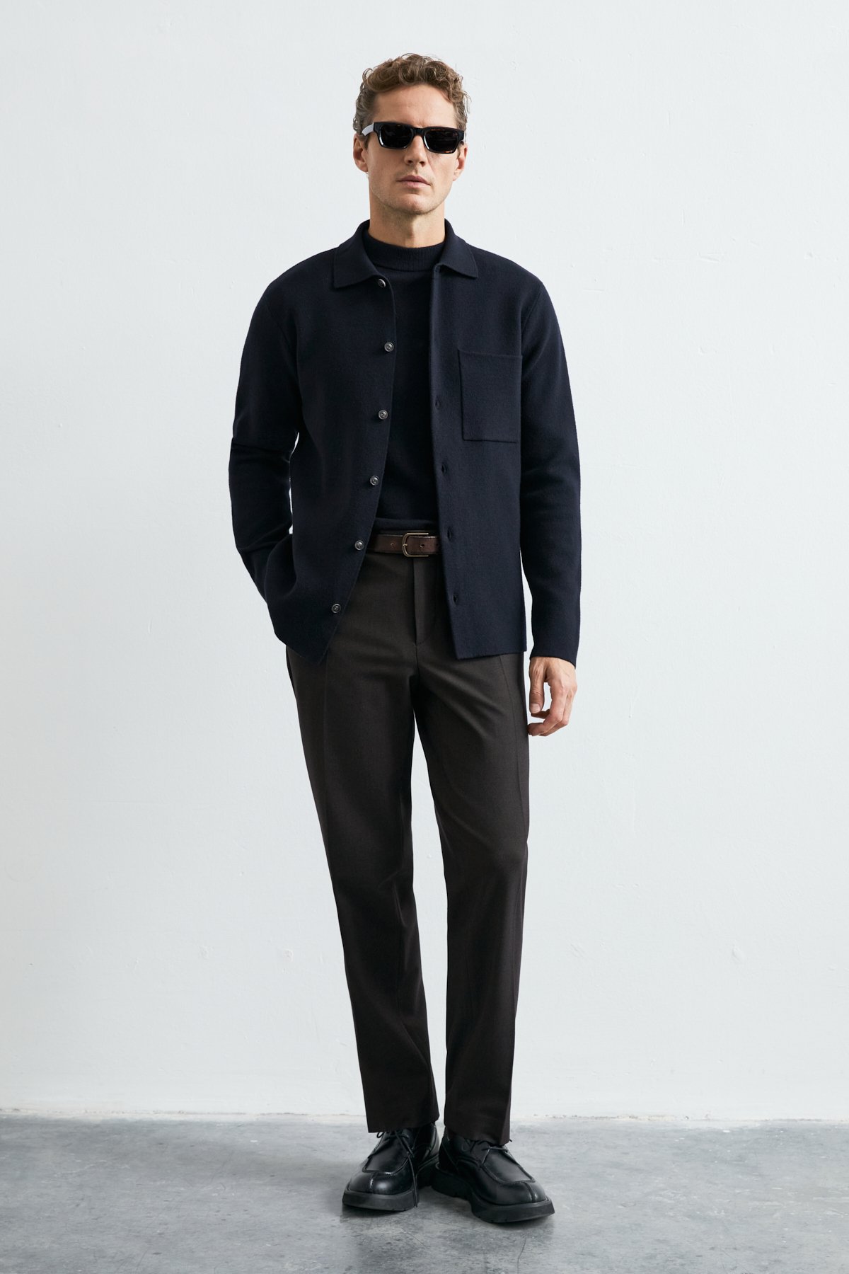 Male Cardigan Black - LUFIAN