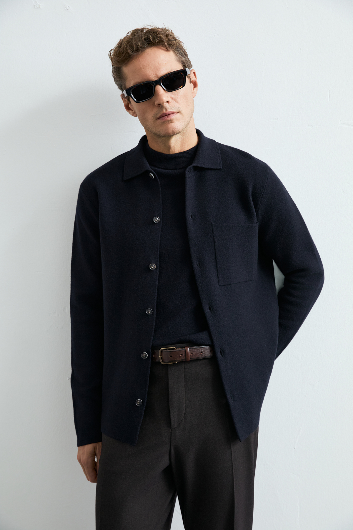 Male Cardigan Black - LUFIAN