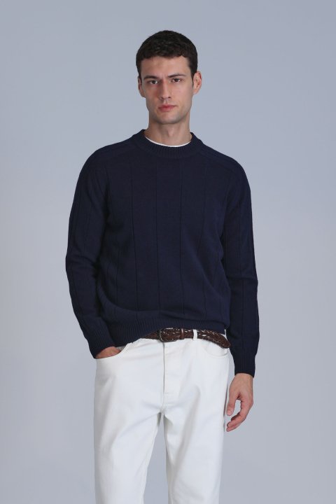 Lıght Men's Sweater Navy Blue - LUFIAN