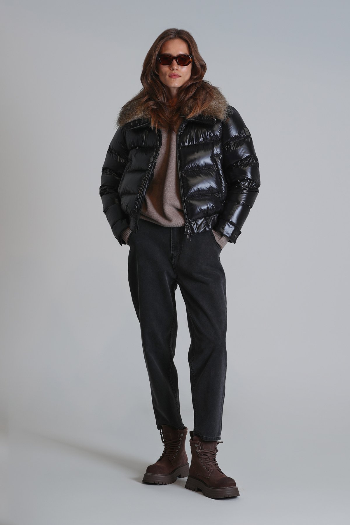 Lıly Kadın Denim Mom Fıt- Yüksek Bel Siyah - Lufian