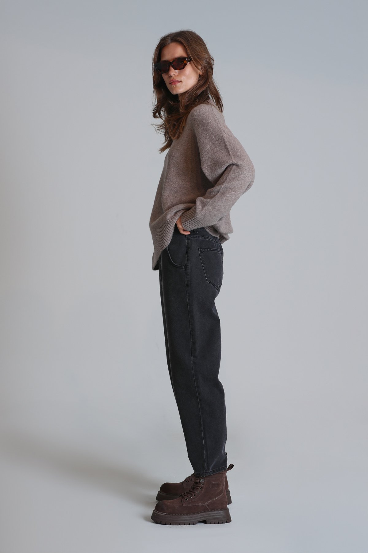 Lıly Kadın Denim Mom Fıt- Yüksek Bel Siyah - Lufian (1)