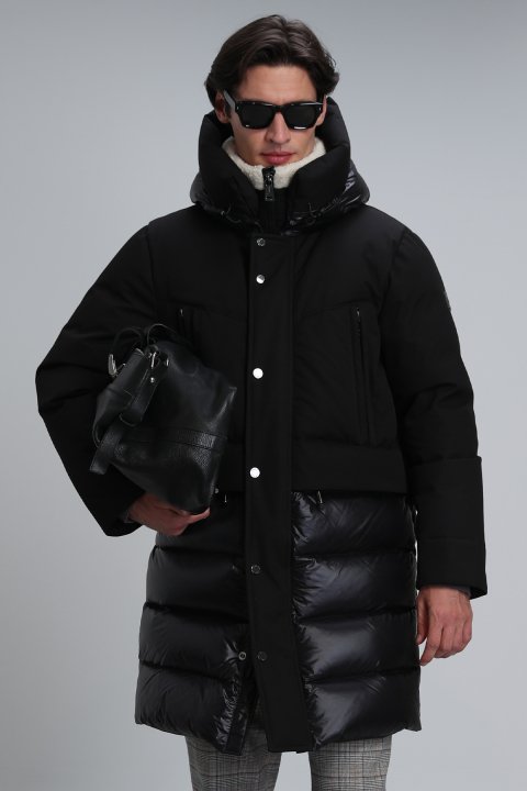 Lıncoln Goose Feather Male Coat Black - Lufian